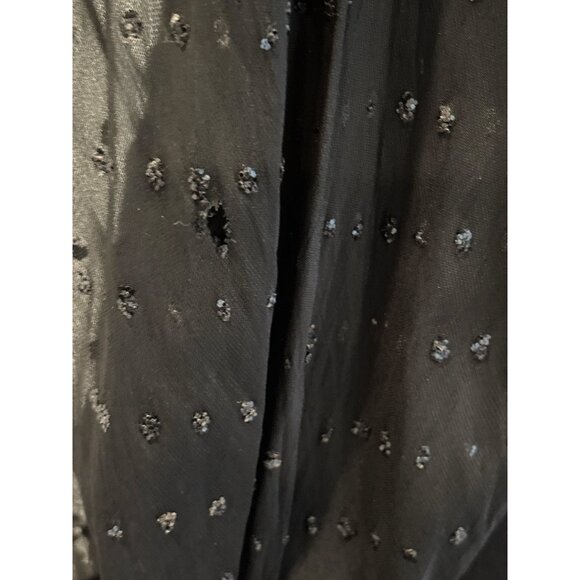 Vintage Black Midi Dress With Sheer Polka Dot Sleeves & Sweetheart Neckline - Picture 8 of 16